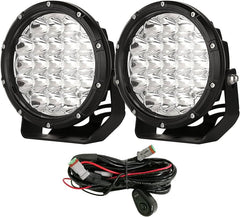 Pair Black 7 INCH LED Driving Lights Spotlights And Wiring Harness