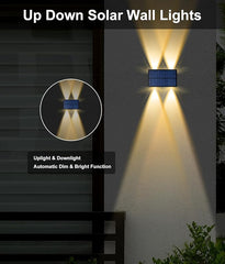 Solar Wall Lamp Outdoor Warm Light Waterproof Up And Down Luminous Lighting Balcony Yard Garden Decoration Lights Exterior Wall