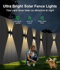 Solar Wall Lamp Outdoor Warm Light Waterproof Up And Down Luminous Lighting Balcony Yard Garden Decoration Lights Exterior Wall