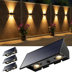 Solar Wall Lamp Outdoor Warm Light Waterproof Up And Down Luminous Lighting Balcony Yard Garden Decoration Lights Exterior Wall