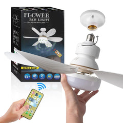 Ceiling fan with remote control LED light fan E27 base, 20.5-inch 40W intelligent silent ceiling fan for bedroom and living room