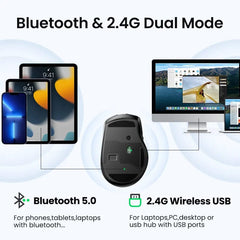 Wireless Mouse Bluetooth 5.0 Mouse Ergonomic 4000DPI 6 Mute Buttons Mouse For MacBook Tablet Laptops Computer PC 2.4G Mice