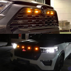 LED Grill Light Universal Fit Car Front Smoked Amber White 12LED Grill Light Eagle Eye Lamp For Off Road Truck