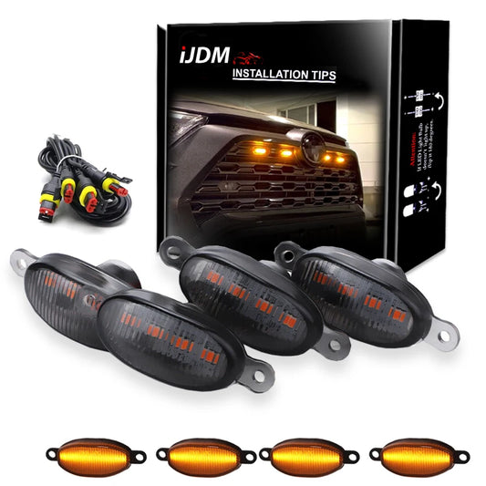 LED Grill Light Universal Fit Car Front Smoked Amber White 12LED Grill Light Eagle Eye Lamp For Off Road Truck