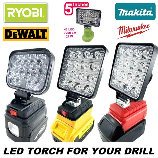 Makita/Dewalt/Milwaukee 18V Li-ion Battery LED Work Light Torch 3/4 inch Flashlight Portable Emergency Flood Lamp Camping lamp