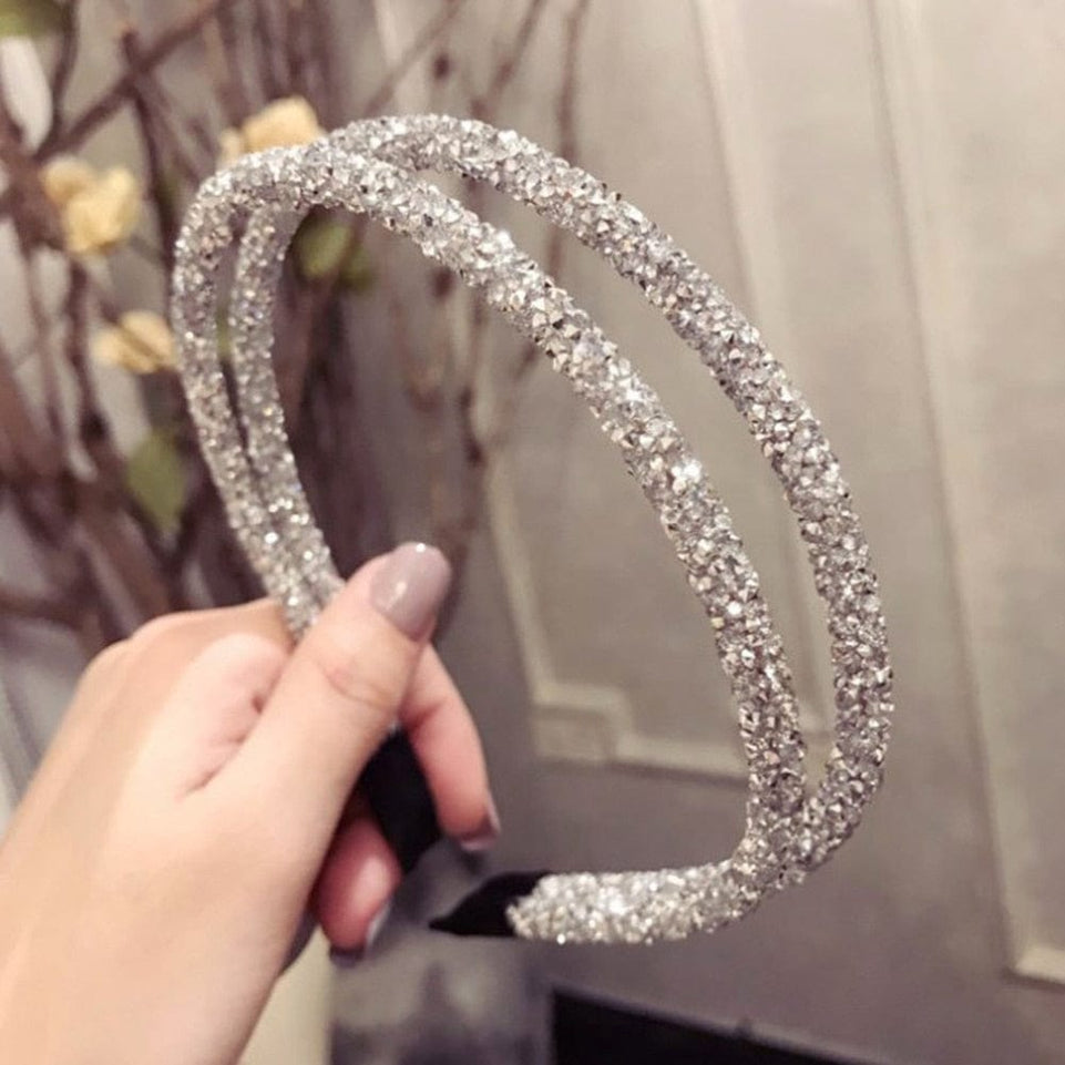 Girls Shiny Luxury Rhinestone Hair Band High Quality Diamond Pearls Hair Hoop Accessories for Women Crystal Headbands Ornaments