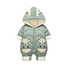 OLEKID 2023 Baby Winter Snowsuit Plus Velvet Thick Baby Boys Jumpsuit 0-2 Years Newborn Romper Baby Girls Overalls Toddler Coat