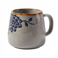 Vintage Coffee Mug Unique Japanese Retro Style Ceramic Cups, 380ml Kiln Change Clay Breakfast Cup Creative Gift for Friends - Wowza