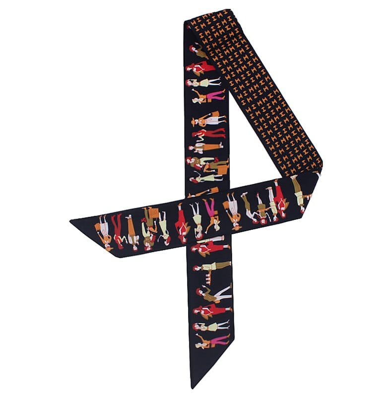 Silk Scarf For Women Letter chain Printed Handle Bag Ribbons Brand Fashion Head Scarf Small Long Skinny Scarves