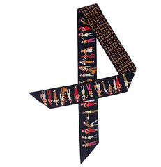 Silk Scarf For Women Letter chain Printed Handle Bag Ribbons Brand Fashion Head Scarf Small Long Skinny Scarves