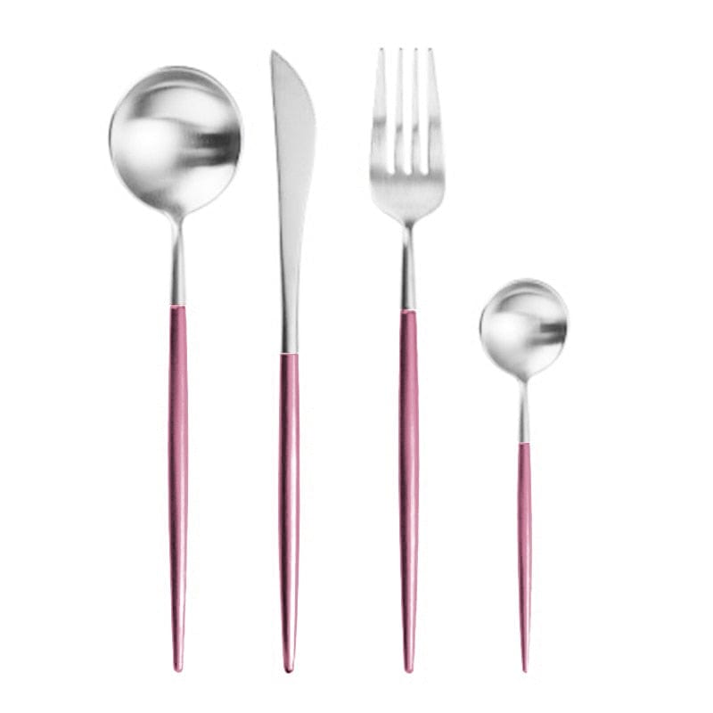 Rose Gold Tableware Set Stainless Steel Cutlery Set Western Food Tableware Luxury Fork Teaspoon Knife Cutlery Set fork spoon - Wowza