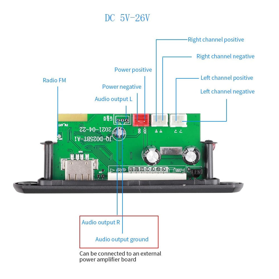 DC 5V 18V 50W Amplifier MP3 Decoder Board Bluetooth V5.0 Car MP3 Player USB FM AUX Radio Recording Module For Speaker Handsfree