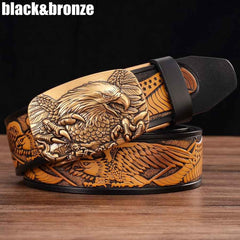 Men's Leather Belts Belts for Men Genuine Leather Ratchet Belt Automatic Buckle Wide:35mm Men Automatic Buckle Belt