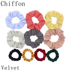 Scrunchies Set Hair Accessories Velvet Chiffon ties band Sequins organza Ponytail Holder Headwear No Crease Leopard Solid  10pcs