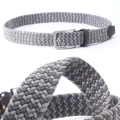 Belt Elastic For Men Leather Top Tip Male Military Tactical Strap Canvas Stretch Braided Waist Belts 1-3/8" Wide