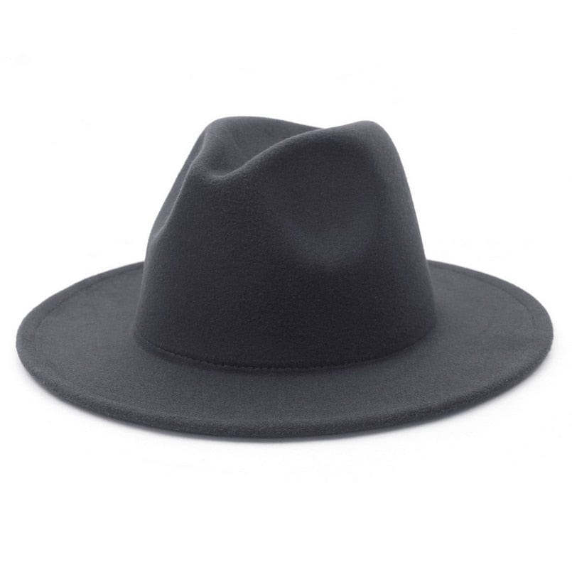 GEMVIE All-match Wide Brim Fedora Hat For Women Solid Color Wool Felt Hat For Men Autumn Winter Panama Black Yellow Jazz Cap
