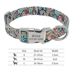 Customized Printed Pet Collar Nylon Dog Collar Personalized Free Engraved Puppy ID Name Collar for Small Medium Large Dogs Pug - Wowza