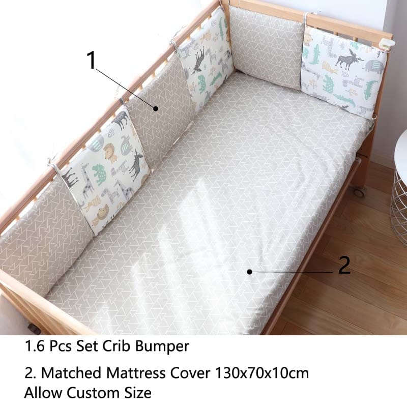 Baby Bed Bumper For Newborns Baby Room Decoration Thick Soft Crib Protector For Kids Cot Cushion With Cotton Cover Detachable