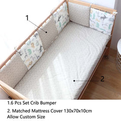 Baby Bed Bumper For Newborns Baby Room Decoration Thick Soft Crib Protector For Kids Cot Cushion With Cotton Cover Detachable