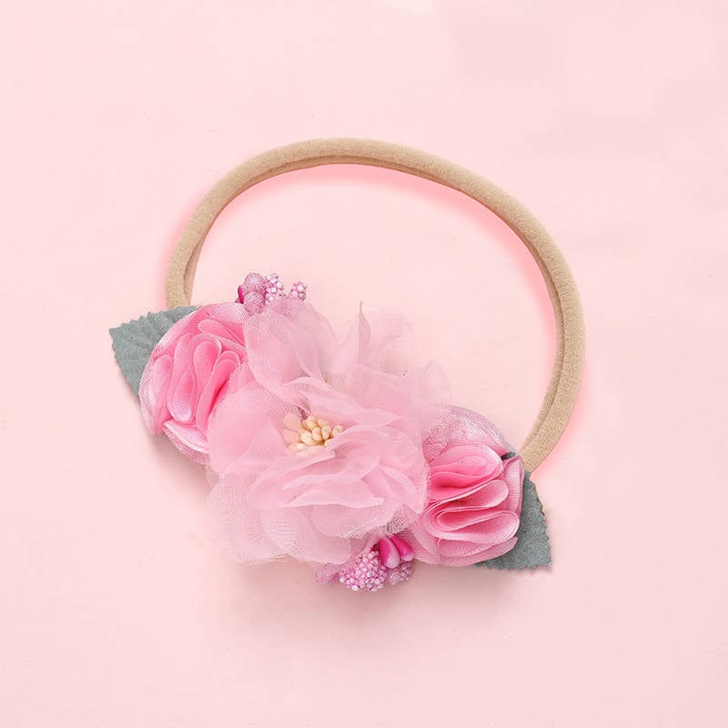 Balleen Shiny Fashion Florals Headband Newborn Baby Elastic Princess Hairbands Child Kids Pearl Fresh Style Cute Headwear Gifts