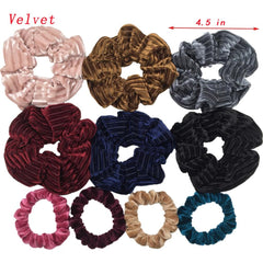 Scrunchies Set Hair Accessories Velvet Chiffon ties band Sequins organza Ponytail Holder Headwear No Crease Leopard Solid  10pcs