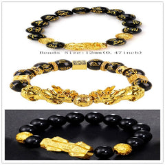 Pixiu Good Luck Bracelets Tibetan Buddhism Obsidian Stone Beads Unisex Bracelet For Women Men Jewelry Gift