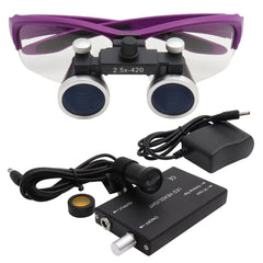 Dental Loupes Magnifier Lab Medical Magnification Binocular 2.5/3.5x420 Headlight Headlamp 5W Cloth Case