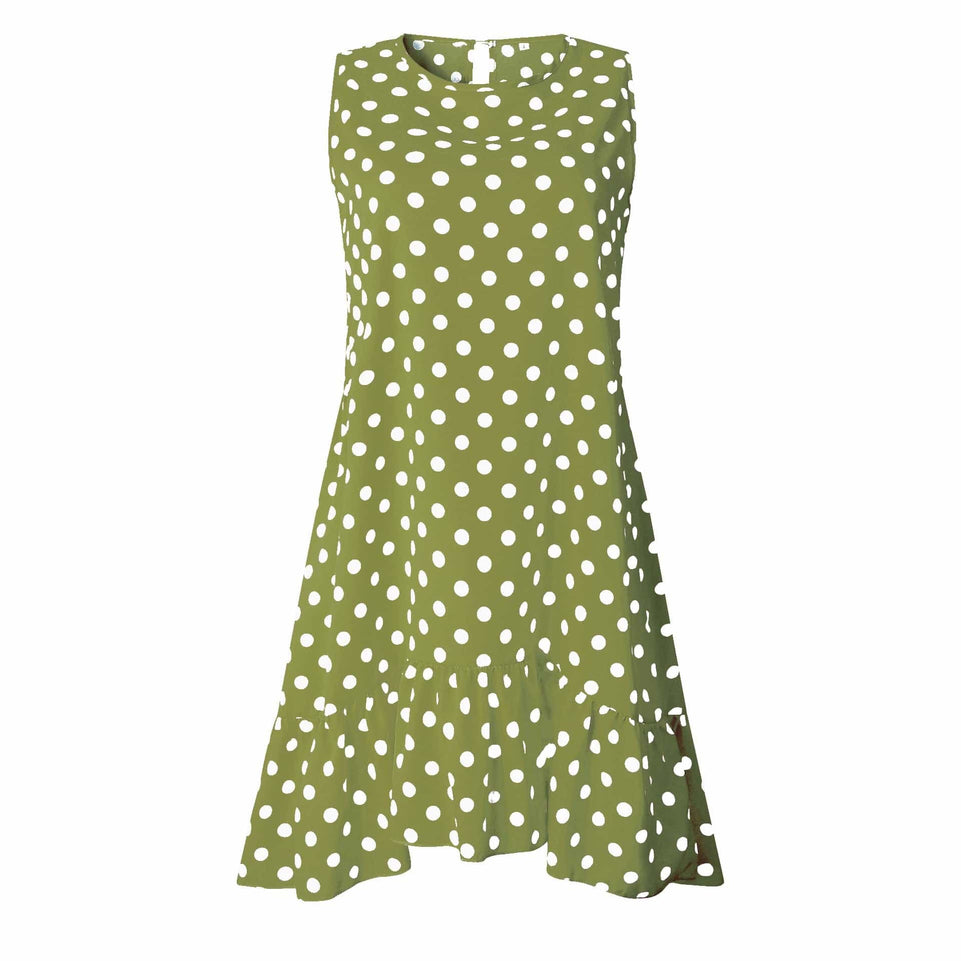 Lossky Women Summer Dress Polka Dot Chiffon Sleeveless Beach Mini Casual Yellow Sundress 2022 Fashion Dress For Women