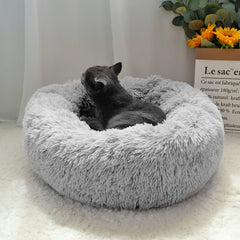 Pet Dog Bed Warm Fleece Round Dog Kennel House Long Plush Winter Pets Dog Beds For Medium Large Dogs Cats Soft Sofa Cushion Mats