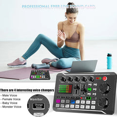 Mixing Desk Sound Card and Audio Interface with DJ Mixer Effects and Voice Changer,Bluetooth Stereo Audio for Youtube Streaming