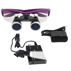 Dental Loupes Magnifier Lab Medical Magnification Binocular 2.5/3.5x420 Headlight Headlamp 5W Cloth Case