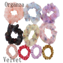 Scrunchies Set Hair Accessories Velvet Chiffon ties band Sequins organza Ponytail Holder Headwear No Crease Leopard Solid  10pcs