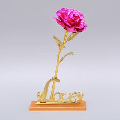 Valentine's Day Creative Gift 24K Foil Plated Rose Gold Rose Lasts Forever Love Wedding Decor Lover Lighting Roses Creative Gift