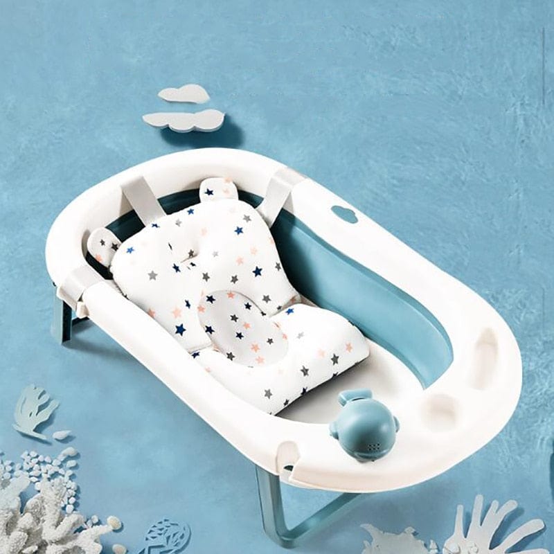 Portable Baby Bathtub Pad Ajustable Bath Tub Shower Cushion Newborn Support Seat Mat Foldable Baby Bath Seat Floating Water Pad