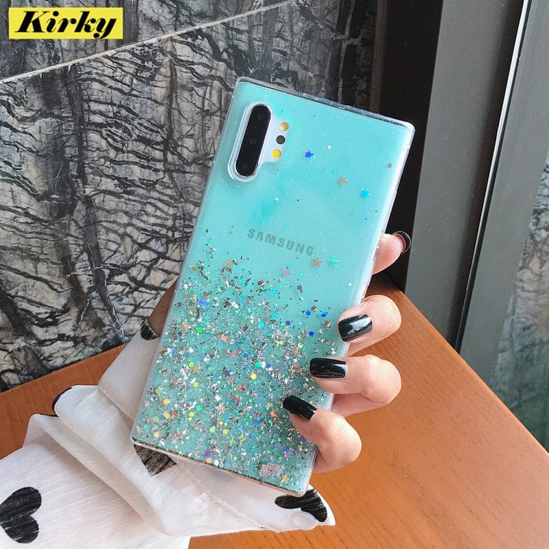 Glitter Star Transparent Silicone Case For Samsung A71 A51 S8 S9 S20 Ultra 10 PLUS S20FE A21 Note 8 10 Note 20 Shockproof Cover