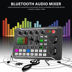 Mixing Desk Sound Card and Audio Interface with DJ Mixer Effects and Voice Changer,Bluetooth Stereo Audio for Youtube Streaming