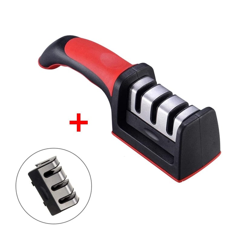 LMETJMA 3-Stage Knife Sharpener with 1 More Replace Sharpener Manual Kitchen Knife Sharpening Tool For all Knives KC0319 - Wowza