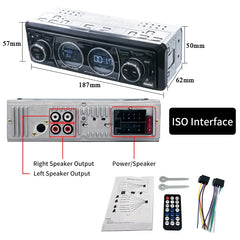 Car Radio 1din Audio Bluetooth Stereo MP3 Player FM Receiver 60Wx4 Support Phone Charging AUX/USB/TF Card In Dash Kit