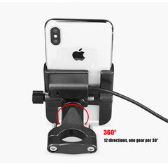 Aluminium Motorcycle Bike Phone Holder Stand With USB Charger Moto Bicycle Handlebar Mirro  Mobil Bracket Support Mount