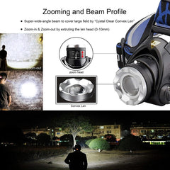 LED Headlamp 18650 DC Rechargeable Headlight Zoomable Head Lamp Waterproof Head Light High Lumens Head Flashlight