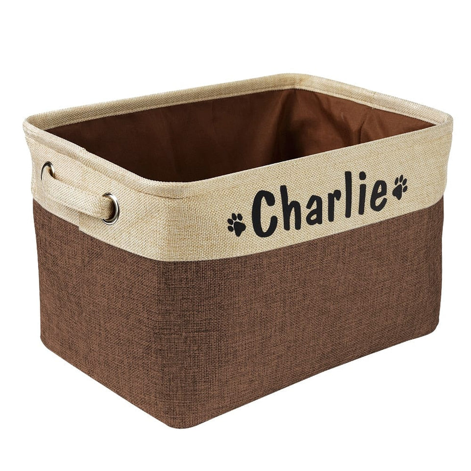 Personalized Pet Dog Toy Storage Basket Dog Canvas Bag Foldable Pet Toys Linen Storage Box Bins Dog Accessories Pet Supplies - Wowza