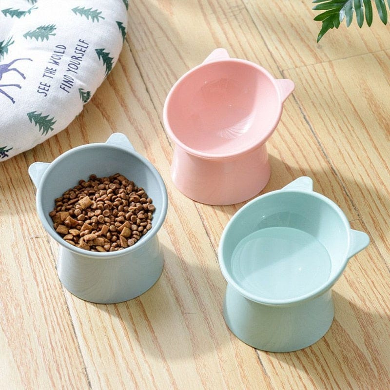 45°Neck Protector Cat Bowl High Foot Dog Bowl Cat Food Water Bowl PP Material Anti-overturning Binaural Pet Feeding Feeder Bowl