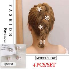 2020 New Fashion Mini Pearl Hair Claws for Women Korean Small Flower Clips Set Hair Accessories Gold Crab Girls Headwear Wedding