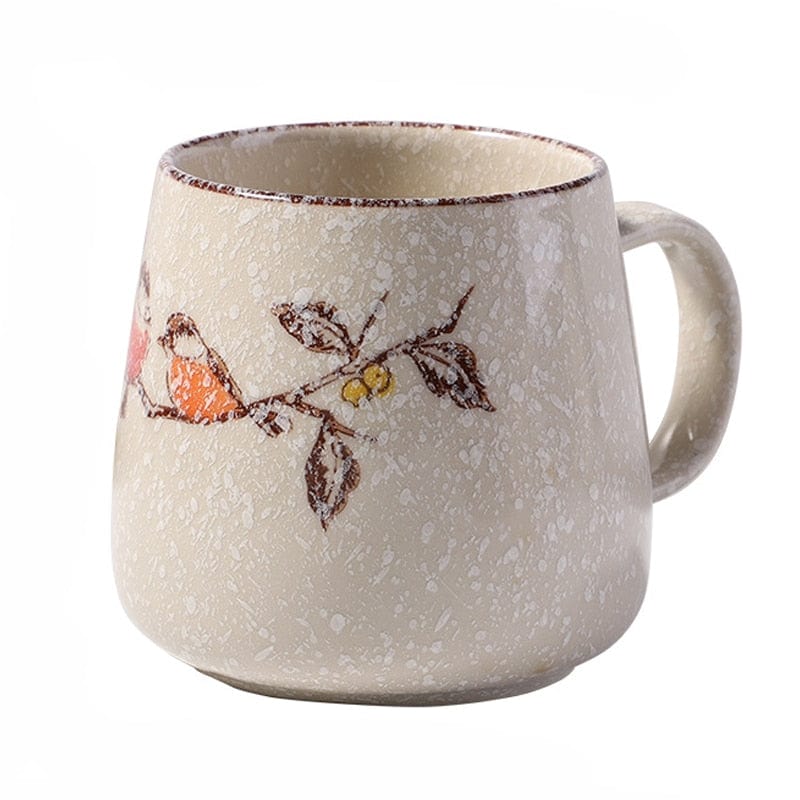 Vintage Coffee Mug Unique Japanese Retro Style Ceramic Cups, 380ml Kiln Change Clay Breakfast Cup Creative Gift for Friends - Wowza