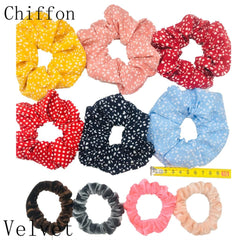 Scrunchies Set Hair Accessories Velvet Chiffon ties band Sequins organza Ponytail Holder Headwear No Crease Leopard Solid  10pcs