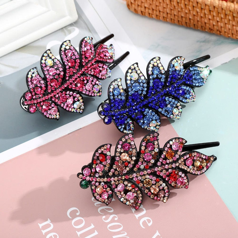 Rhinestone Hairpin Flower Leaf Butterfly Duckbill Hair Claws Retro Hair Clips Accessories For Women Shinning Ponytail Headwear