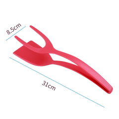 2 In 1 Nylon Grip Flip Tongs Egg Spatula Tongs Steak Spatula Tongs Clamp Pancake