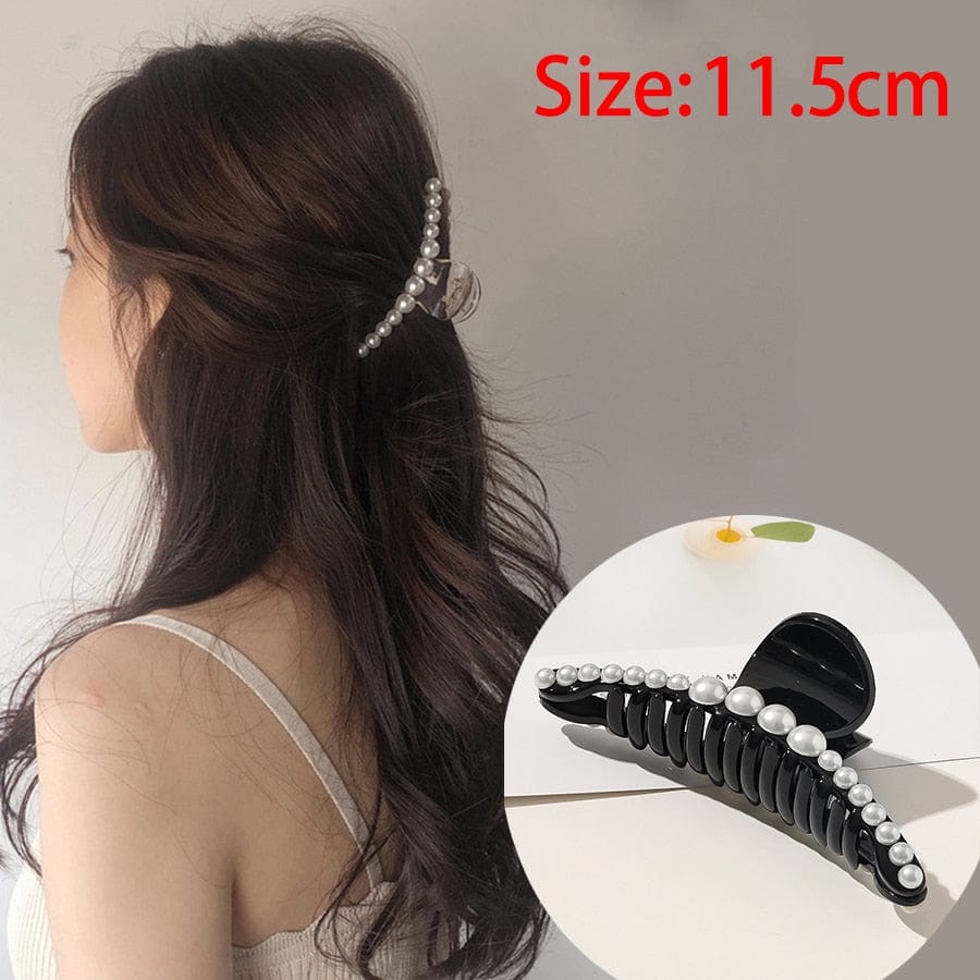 Korean Acrylic Hair Claws Pearl Claw Clips For Woman Large Size Barrette Crab  For Girl Shark Clip Fashion Hair Accessories