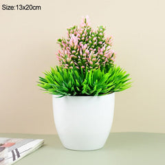 Artificial Plants Potted Green Bonsai Small Tree Grass Plants Pot Ornament Fake Flowers for Home Garden Decoration Wedding Party