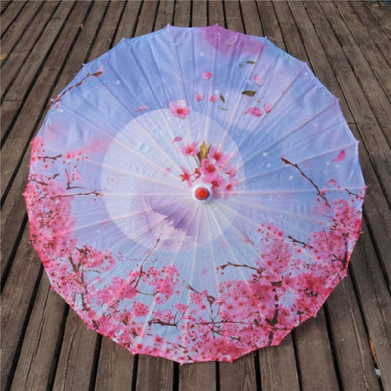 Silk Cloth Women Umbrella Japanese Cherry Blossoms Ancient Dance Umbrella Decorative Umbrella Chinese Style Oil Paper Umbrella